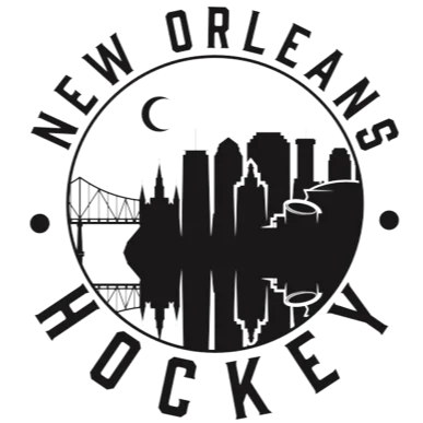 New Orleans Hockey — circular badge featuring the New Orleans skyline with hockey goal nets